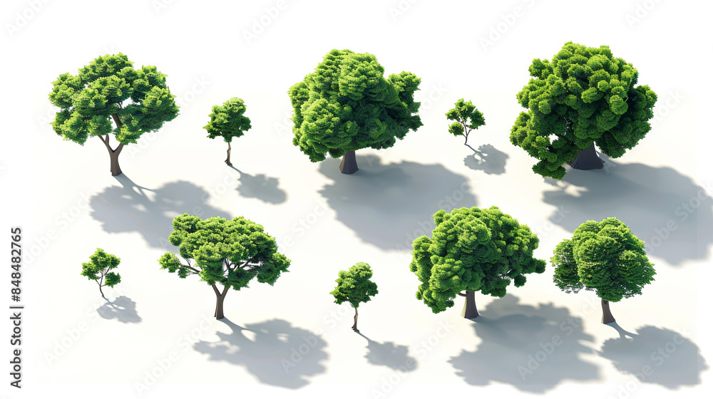 Fototapeta premium Diverse Collection of Stylized Tree Illustrations