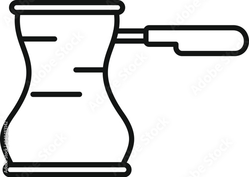 Turkish cezve coffee pot is brewing coffee line icon, outline style, suitable for web and print