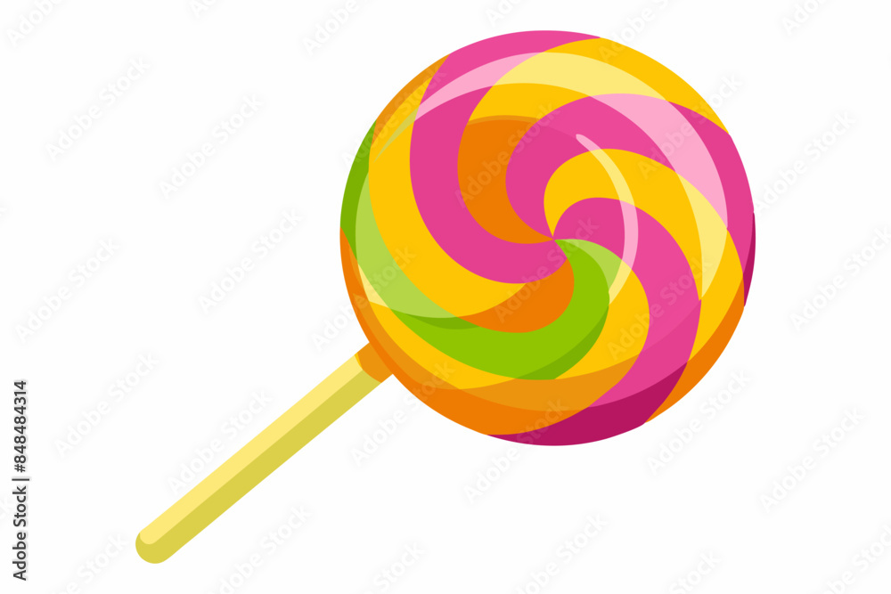 Colorful lollipop with a swirled pattern isolated on white background. Sweet candy in a minimalist style. Concept of confectionery, dessert. Print, design element Colorful lollipop with a swirled pattern isolated on white background. Sweet candy in a minimalist style. Concept of confectionery, dessert. Print, design element