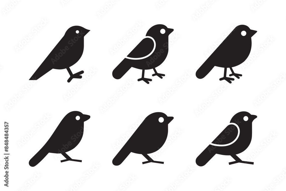 Set of black bird silhouettes. Vector elements for design. Birds icon set, animal vector. Set of black bird silhouettes. Vector elements for design. Birds icon set, animal vector.