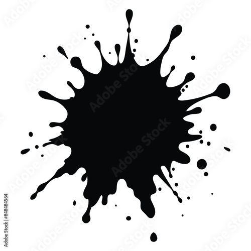 Detailed black ink splatter isolated, abstract art vector illustration, perfect for design, backgrounds, and creative projects