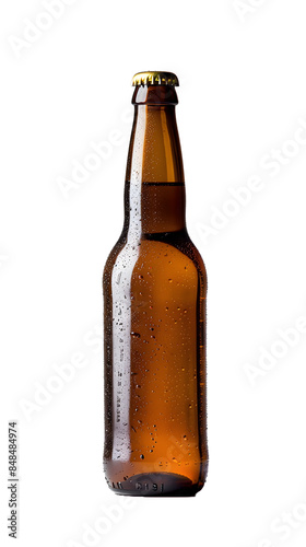 Botella de cerveza con fondo transparente