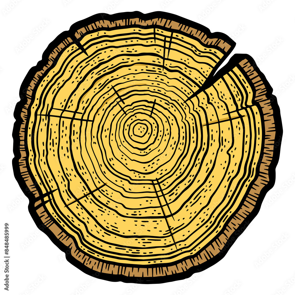 Ταπετσαρία Tree cross section saw cut tree ring dating color sketch engraving PNG illustration