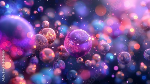 Abstract Purple and Pink Spheres in Motion