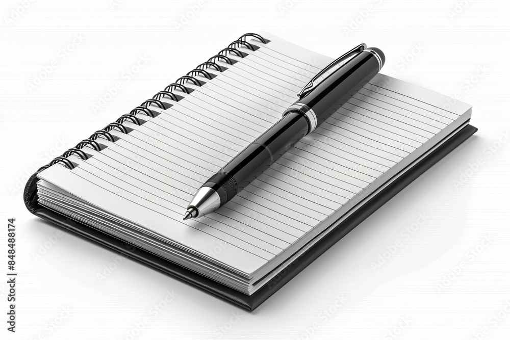A magnetic notebook with a modern, white background A magnetic notebook with a modern, white background