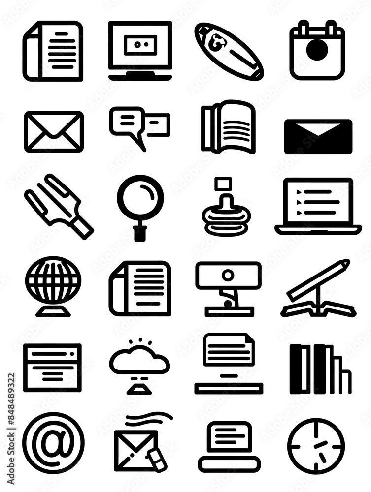 A collection of icons for various electronic devices and items A collection of icons for various electronic devices and items