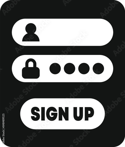 Simple black and white icon of a new user account being created