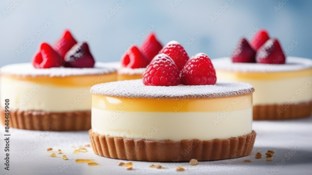 Delicious and beautiful desserts on a light background with space for text Delicious and beautiful desserts on a light background with space for text