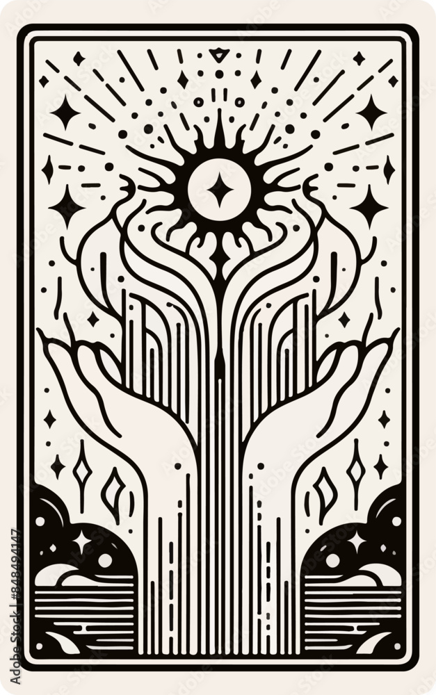 black and white minimalistic illustration of tarot card black and white minimalistic illustration of tarot card