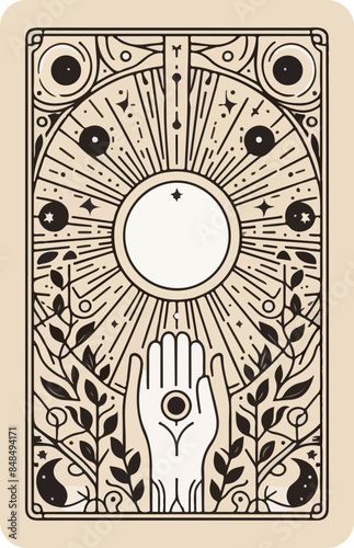 black and white minimalistic illustration of tarot card