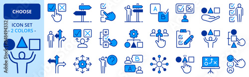 Icons in two colors about choose