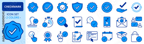 Icons in two colors about checkmark