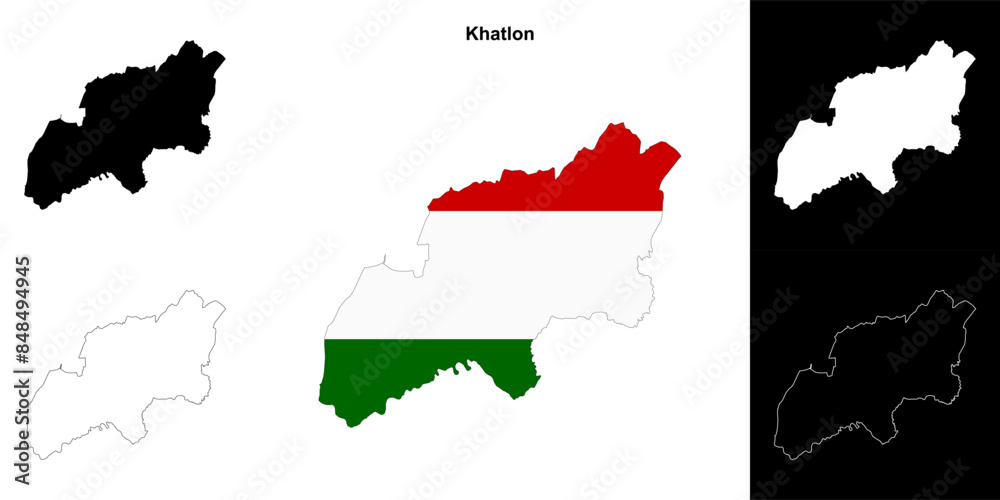 Fototapeta premium Khatlon region outline map set
