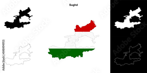 Sughd region outline map set photo