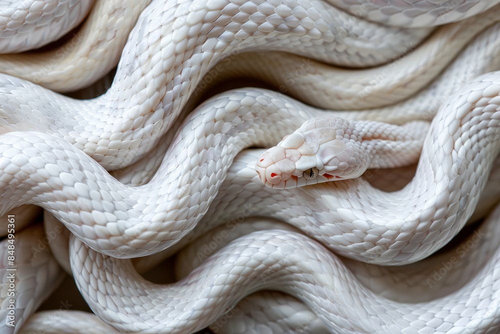 Fototapeta premium Close up of snakes tangled together. Chinese new year 2025 background. Year of the snake