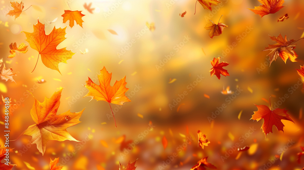 Vibrant Autumn Background with Falling Leaves in Warm Tones of Red, Orange, and Yellow. Seasonal Nature Scene Capturing the Beauty of Fall Foliage Vibrant Autumn Background with Falling Leaves in Warm Tones of Red, Orange, and Yellow. Seasonal Nature Scene Capturing the Beauty of Fall Foliage