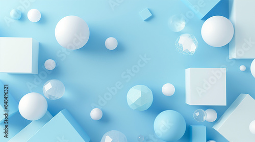 Abstract Blue Spheres on Gradient Background
