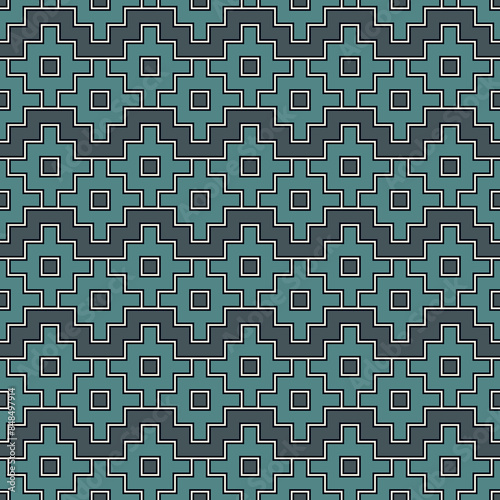 Chakana inca crosses seamless pattern. Ethnic embroidery style surface print. Ancient native american mosaic background. Ornamental folk wallpaper. Geometric ornament. Geo vector abstract illustration