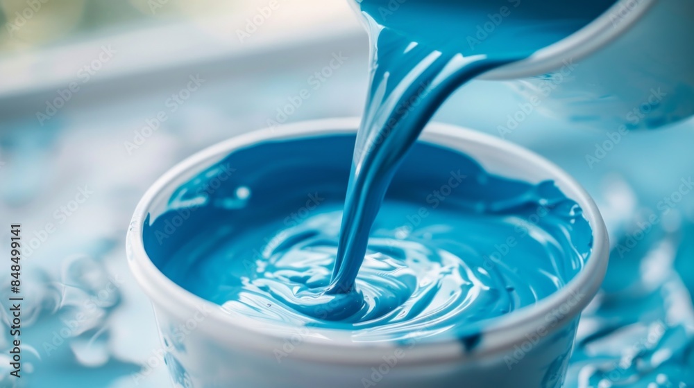solvent pours into the blue paint solvent pours into the blue paint