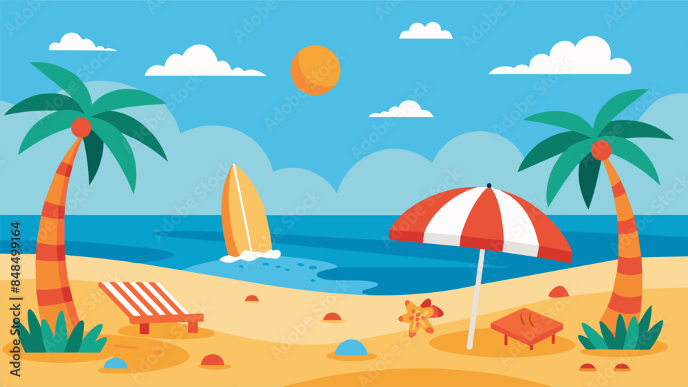 Obraz premium Beach Design Banner With Hello summerBeach Design Banner With Hello summer