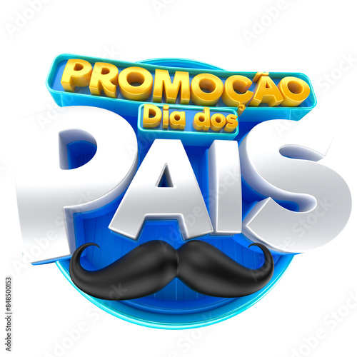 PROMOÇÃO DIA DOS PAIS SELO 3D AZUL COM BIGODE