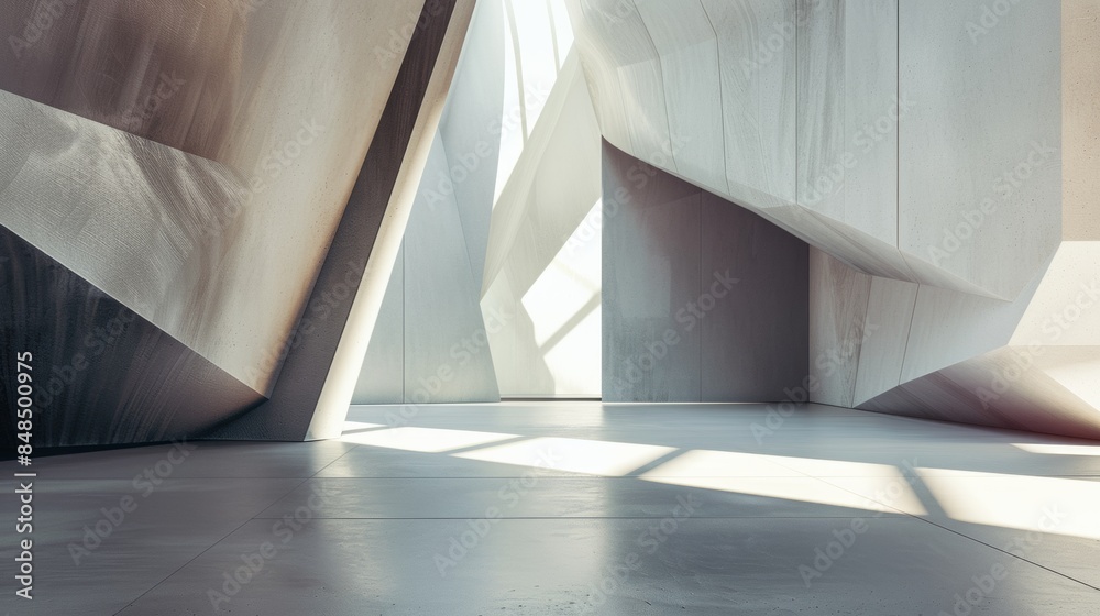 A large, empty room with a lot of white walls and a lot of white floor A large, empty room with a lot of white walls and a lot of white floor