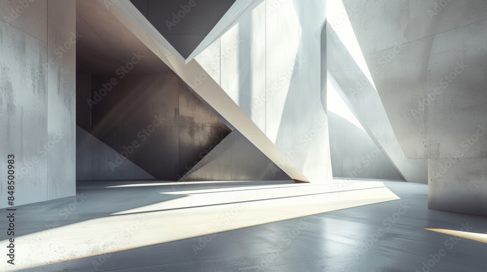 A large, empty room with a lot of white walls and a lot of light A large, empty room with a lot of white walls and a lot of light