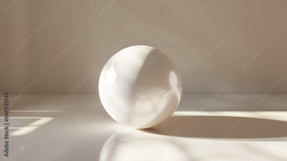 A white ball is sitting on a table in a room A white ball is sitting on a table in a room