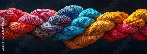 Intertwined Colorful Yarn Threads
