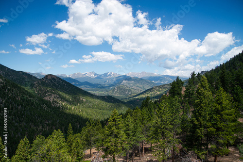 Photography Valley with mountains below blue sky with clouds