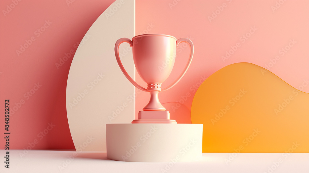 winning trophy icon, soft colors, rubber material,  - Generative AI
