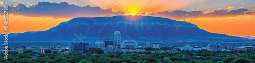 Stunning Albuquerque Sunset with Vibrant Colors Above Sandia Mountains and City Skyline Captured in Beautiful Dusk Light