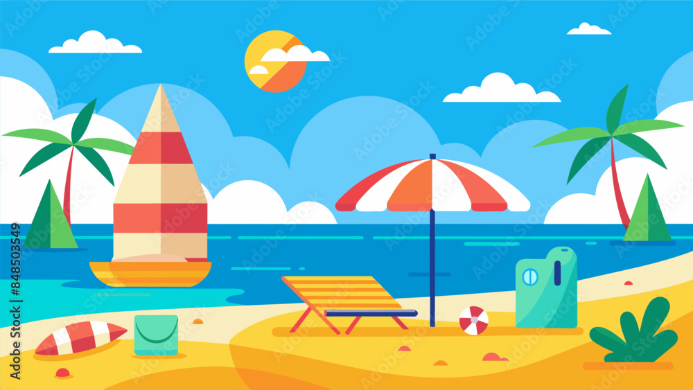 Obraz premium Summer beach scene banner design background