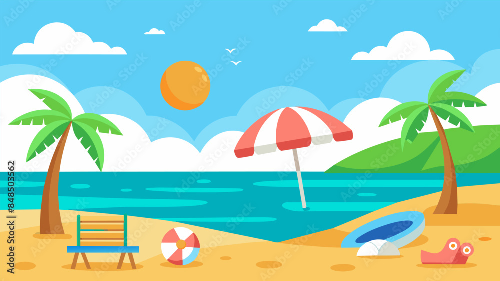 Obraz premium Summer beach scene banner design background