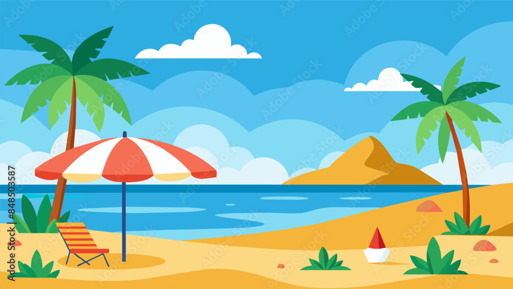 Summer beach scene banner design background Summer beach scene banner design background
