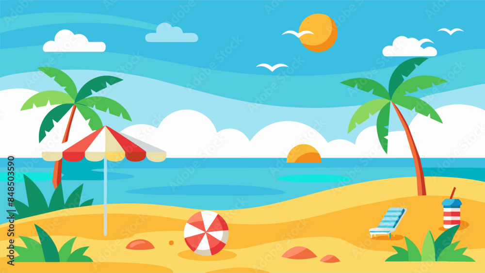 Obraz premium Summer beach scene banner design background