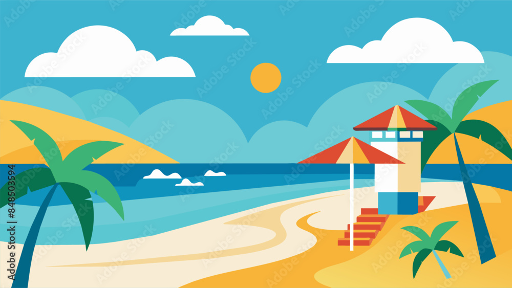 Obraz premium Summer beach scene banner design background