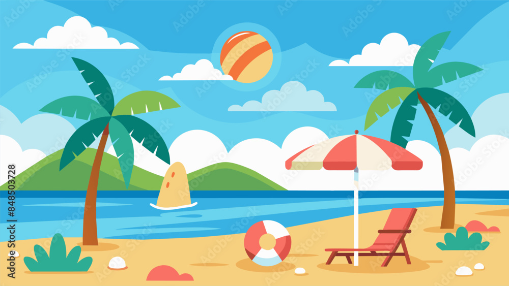 Obraz premium Summer beach scene banner design background