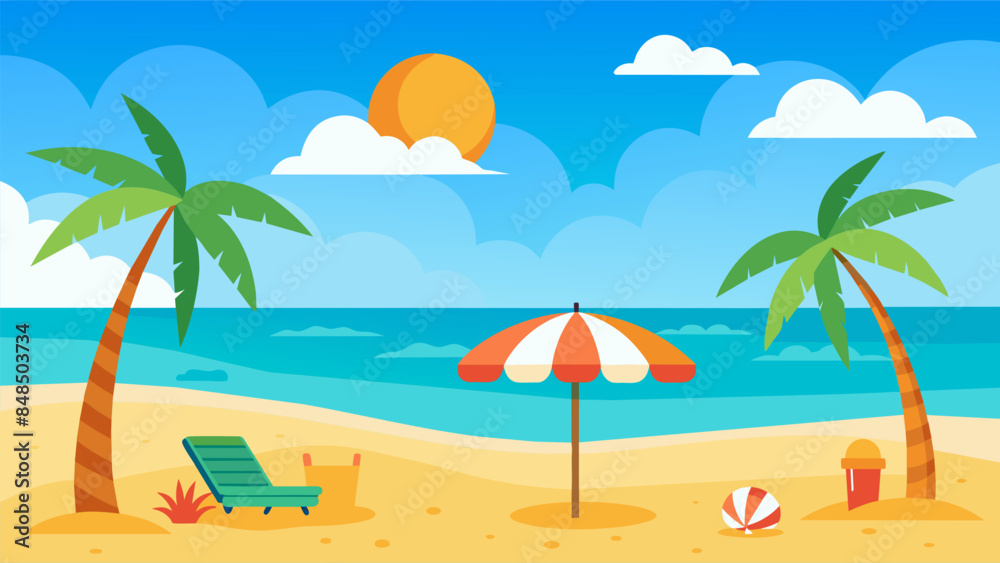 Summer beach scene banner design background Summer beach scene banner design background