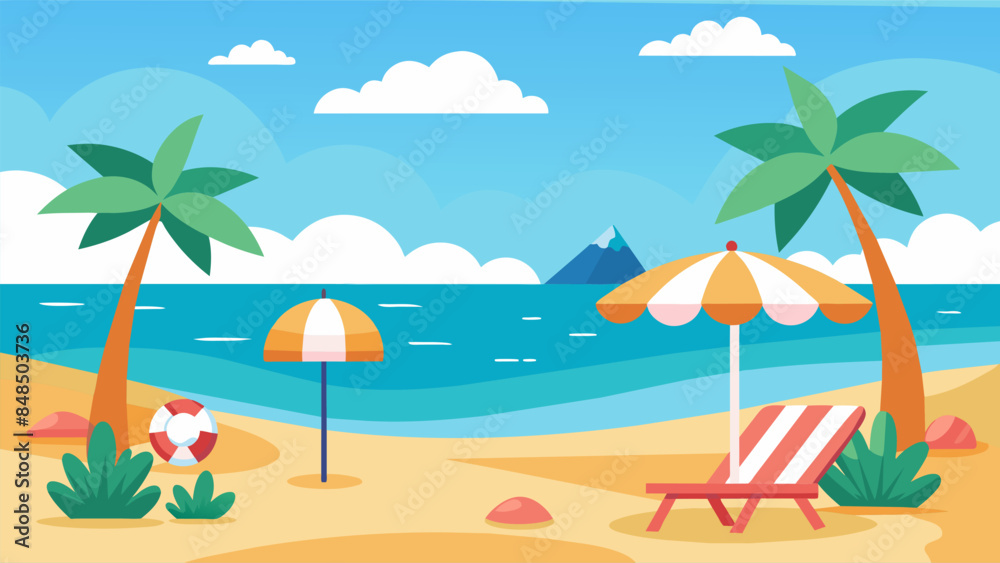 Obraz premium Summer beach scene banner design background