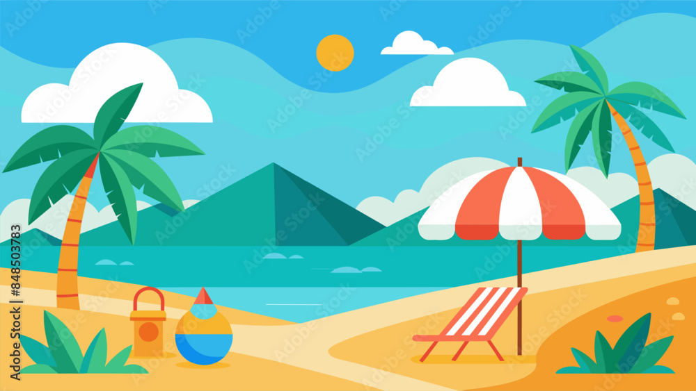 Obraz premium Summer beach scene banner design background