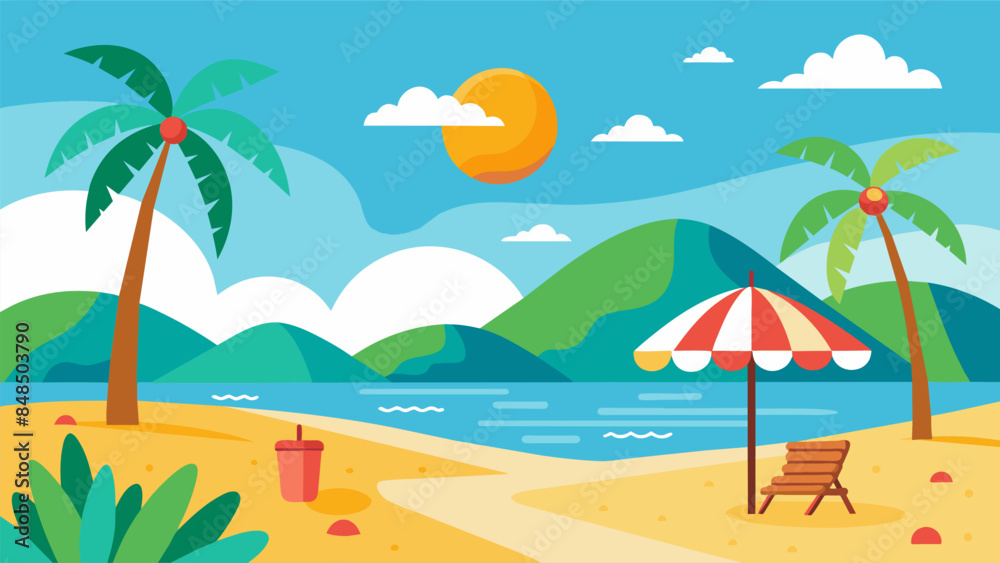 Obraz premium Summer beach scene banner design background