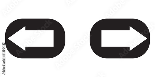 Back and Next icon button. Left and right  button vector illustration.  Next and previous buttons on white background.
