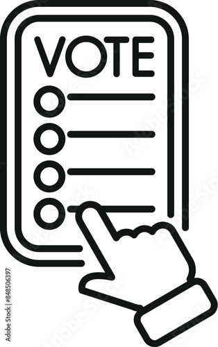 Voter is deciding which candidate to vote for on an electronic voting machine