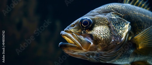 Bass fish known for its size and sporting value, found in lakes and rivers, prized by anglers for its fighting ability