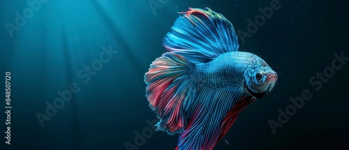Betta colorful tropical fish known for its vibrant fins and territorial behavior, popular in aquariums for its beauty and ease of care photo