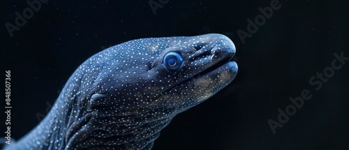 Eel serpentine fish known for its elongated body and slippery texture, found in both freshwater and saltwater environments worldwide photo