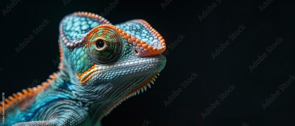 a chameleon, a fascinating reptile known for its camouflage and color-changing ability, looks away with its mesmerizing eyes and intricate scales a chameleon, a fascinating reptile known for its camouflage and color-changing ability, looks away with its mesmerizing eyes and intricate scales