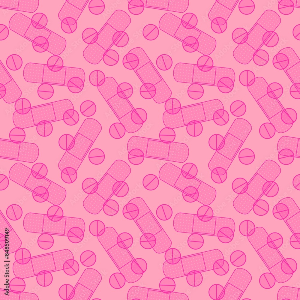 Medicine tape seamless pattern for wrapping paper and fabrics and linens Medicine tape seamless pattern for wrapping paper and fabrics and linens