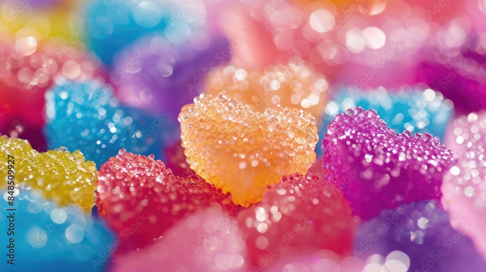 Vibrant Hearts Made of Sugar Forming Background